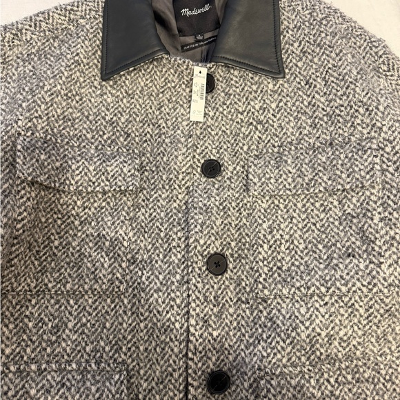 Madewell Gray Tweed Utility Jacket with Black Collar - Picture 2 of 8